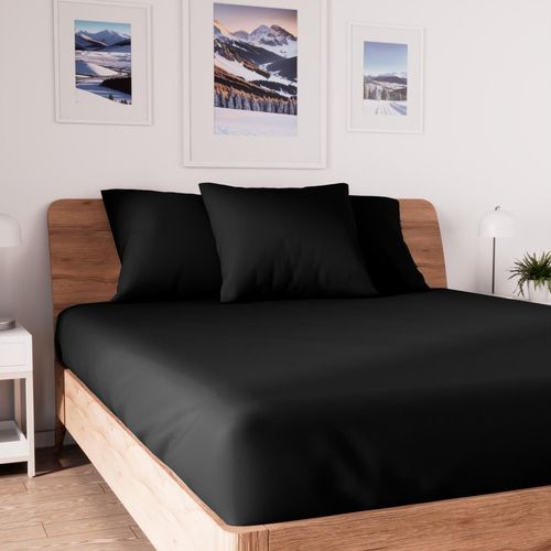 Drap Housse En Coton 140x190 Cm Jersey Noir, Par Soleil D'ocre