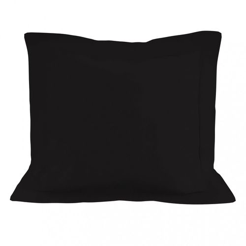 Taie D'oreiller En Coton 57 Fils 63x63 Cm Uni Noir, Par Soleil D'ocre