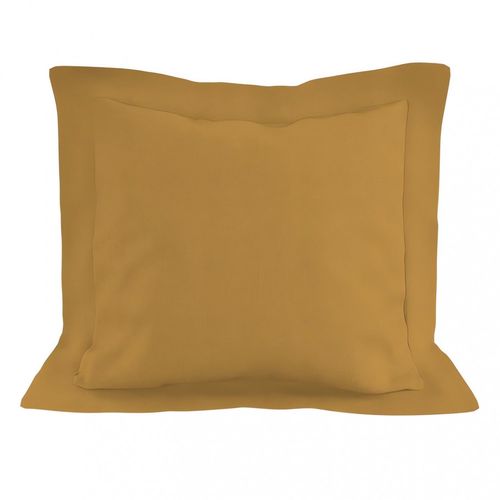 Taie D'oreiller En Coton 57 Fils 63x63 Cm Uni Moutarde, Par Soleil D'ocre
