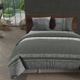 Parure Housse De Couette En Coton 57 Fils 260x240 Cm Cachemire Gris, Par Soleil D'ocre