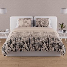 Parure Housse De Couette En Coton 57 Fils 240x220 Cm Tigre Sable, Par Soleil D'ocre
