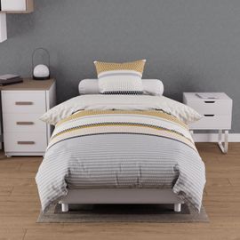 Parure Housse De Couette Coton 57 Fils 140x200 Cm Thales Moutarde, Par Soleil D'ocre