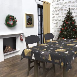Nappe Carée Anti-Tâches 180x180 Cm Sapin Noir, Par Soleil D'ocre