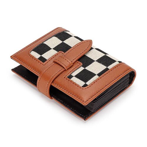 Porte-cartes échiquier Porte-monnaie femme Position multi-cartes, marron