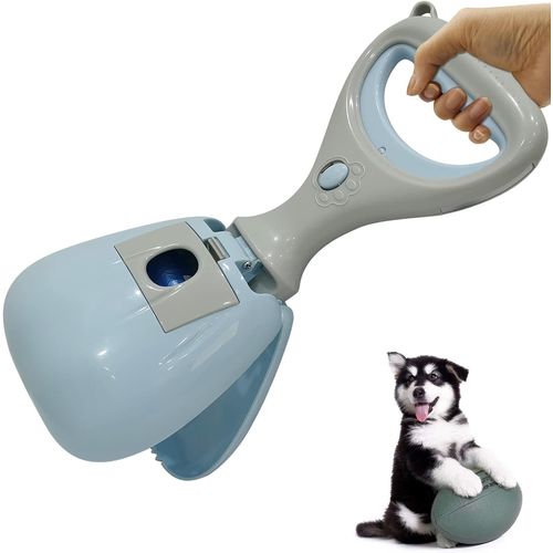 Ramasse-Crottes Pour Chiens De Petite Et Moyenne Taille Avec Sacs Poubelles, Ramasse-Crottes Portable À Long Manche, Inodore, Pour Les Promenades, Robuste Et Durable Pour Ramasser Facilement L'herbe Et Le Gravier (Bleu)