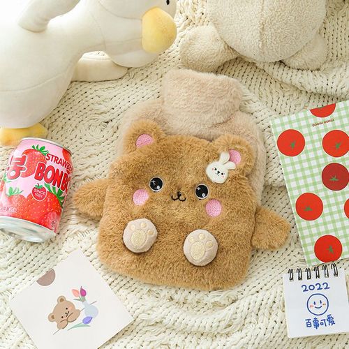 Bouillotte 400 Ml Résistante À La Chaleur Isolée En Peluche Mignonne B