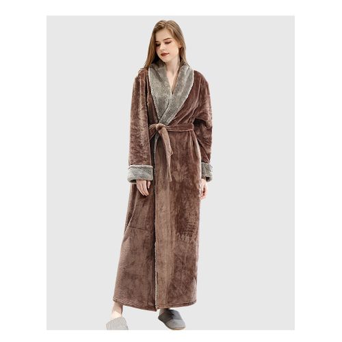 Peignoir Femme Automne Et Hiver Yupao Brodé Logo Salon De Beauté Spa Sweat Shop Pyjama Chemise De Nuit, Café, L