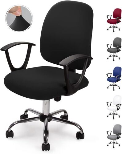 Housse De Chaise De Bureau(Noir, 1) Housses De Chaise Amovible Universel Moderne Simplism Style Rotatif Housses De Chaise Pour Fauteuil De Bureau Rotatif Chaise Pivotante Accoudoirs Chaise-No Chaise