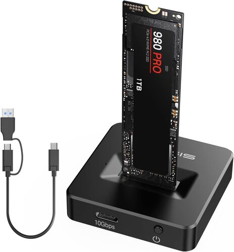 Acasis Dock Ssd M.2 And Nvme Usb Enclosures, 10Gbps Adaptateur Usb Ssd M.2, Boitier Nvme Support 2230 2242 2260 2280 (Clé M) Nvme Et (Clé B+M) Basé Sur Satellite (Black)