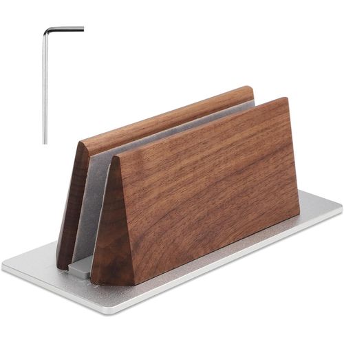 Support Vertical En Bois Pour Macbook Ordinateur Portable, Support Bureau Réglable (1,5-3Cm) Station D'Accueil Antidérapante Pour Ordinateur Portable Peu Encombrante Convient Toutes Tablettes