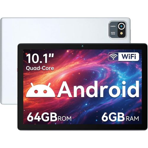 KALWS-10 Pouces Tablette Android 13 Tablettes 6 Go Ram+64 Go Rom Quad-Core 5000 Mah 1280X800 Écran Tactile Hd 5Mp+8Mp Caméra Hd Bluetooth 5.2 Tablette Pc (Argent)