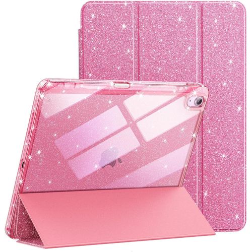 Coque À Paillettes Pour Ipad Air 11 Pouces M3/M2 (2025/2024), Ipad Air 5/4 (2022/2020) Avec Porte-Pencil, Étui Housse Mignon Scintillant Fine Pour Enfants Et Filles (Rose)