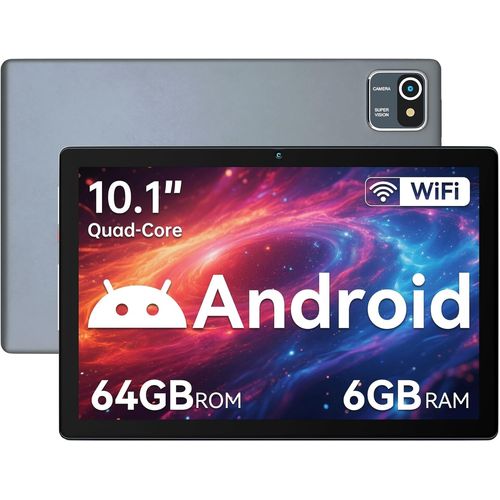 10 Pouces Tablette Android 13 Tablettes 6 Go Ram+64 Go Rom Quad-Core 5000 Mah 1280X800 Écran Tactile Hd 5Mp+8Mp Caméra Hd Bluetooth 5.2 Tablette Pc (Gris)