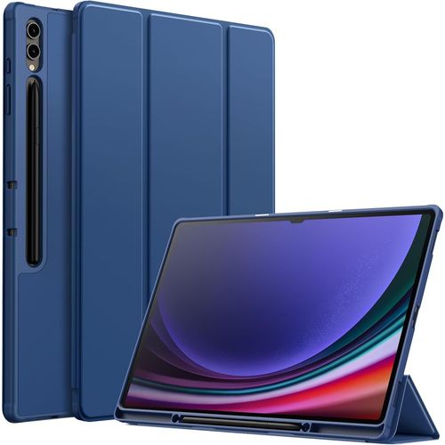Coque Pour Samsung Galaxy Tab S10 Ultra/Tab S9 Ultra 14,6 Pouces Avec S Pen Porte-Stylet, Tablette Étui Housse De Protection En Tpu Souple À Support, Soutien Chargement Du S Pen (Marine)