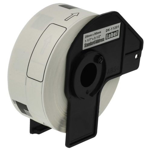 vhbw Rouleau d'étiquettes + support 29mm x 90mm (400 étiquettes) compatible avec Brother PT QL-800, QL720NW étiqueteuse - premium blanc