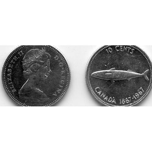 Canada 10 Cents 1967 Argent Centenaire De La Confédération