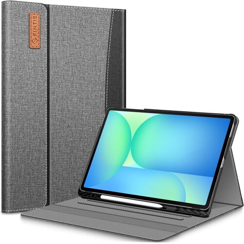 JGD-Coque pour Samsung Galaxy Tab S10 FE Plus (Tab S10 FE+) 13.1 Pouces 2025 - [Rangement de Stylet] Housse Multipositions Etui avec Poche Avant Fermeture Magnétique, Gris