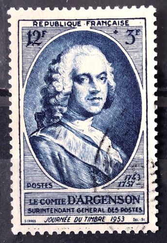 Journée Timbre 1953 - Comte D'Argenson - 12f+3f Bleu (Superbe N° 940) Obl - France Année 1953 - Brn83 - N23193