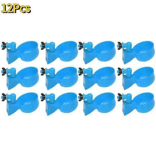 Abreuvoir Automatique Jetable,Bol À Eau,Pour Poulailler,Canard,Oie,Caille -12pcs Bleu