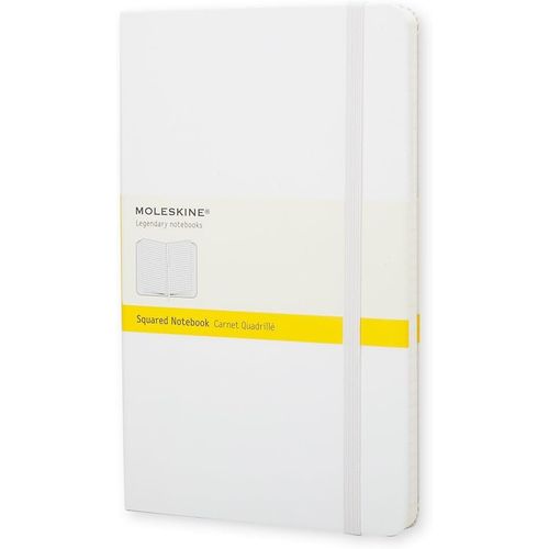 Meimie-- Carnet De Notes Classique Papier Quadrillé-Journal Couverture Rigide Et Fermeture Par Elastique-Couleur Blanche-Taille Format De Poche 9 X 14 Cm-192 Pages