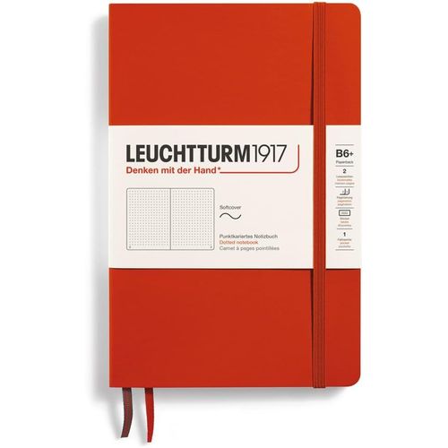 Meimie-370315 Carnet Paperback (B6+),Couverture Souple,123 Pages Numérotées,Fox Red,Pointillé