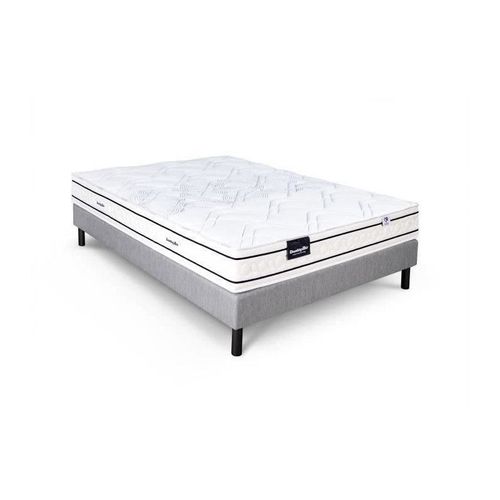 DUNLOPILLO ROMARIN ENSEMBLE 160 X 200 - MATELAS + SOMMIER CLAIR - EP 20 CM - RESSORTS - LATTES PASSIVES - FABRIQUÉ EN FRANCE