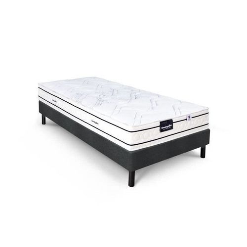 DUNLOPILLO ROMARIN ENSEMBLE 90 X 200 - MATELAS + SOMMIER FONCÉ - EP 20 CM - RESSORTS ENSACHÉS - LATTES PASSIVES - FABRIQUÉ EN