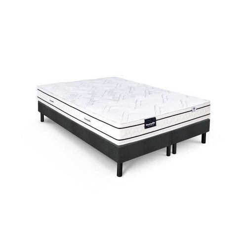 DUNLOPILLO ROMARIN ENSEMBLE 160 X 200 - MATELAS + SOMMIER DUO FONCÉ - EP 20 CM - RESSORTS - LATTES PASSIVES - FABRIQUÉ EN FRAN