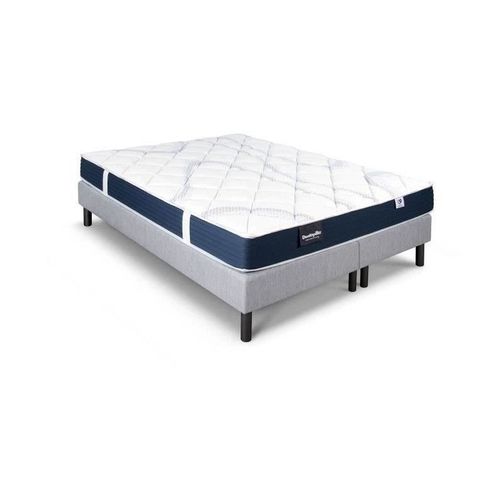 DUNLOPILLO MAGNOLIA ENSEMBLE 160 X 200 - MATELAS + SOMMIER DUO CLAIR - EP 18 CM - MOUSSE - LATTES PASSIVES - FABRIQUÉ EN FRANCE