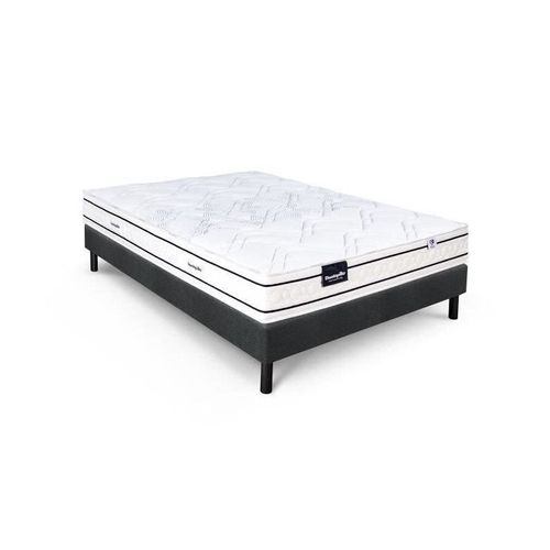 DUNLOPILLO ROMARIN ENSEMBLE 160 X 200 - MATELAS + SOMMIER FONCÉ - EP 20 CM - RESSORTS - LATTES PASSIVES - FABRIQUÉ EN FRANCE