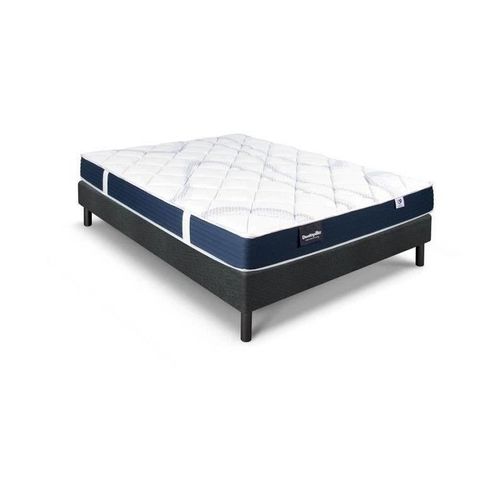 DUNLOPILLO MAGNOLIA ENSEMBLE 160 X 200 - MATELAS + SOMMIER FONCÉ - EP 18 CM - MOUSSE - LATTES PASSIVES - FABRIQUÉ EN FRANCE