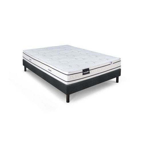DUNLOPILLO LAVANDE ENSEMBLE 160 X 200 - MATELAS + SOMMIER FONCÉ - EP 21 CM - LATEX NATUREL - LATTES PASSIVES - FABRIQUÉ EN FRA