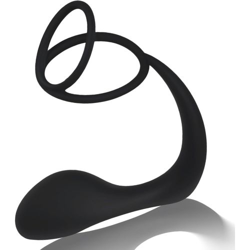 Anneau De Pénis En Silicone 2-En-1 Pour Homme Petit Buttplug Avec Anneau De Bite Pour Entraînement Anal Jouets Sexuels Pour Adultes Pour Massage De La Prostate (Double Ring)