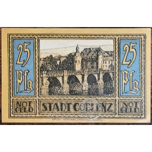 Billet Allemagne 25 Pfennig 05/1921 Coblenz Grm 233,1 1/4