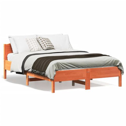 Vidaxl Cadre De Lit Avec Tête De Lit Cire Marron 140x190cm Bois De Pin