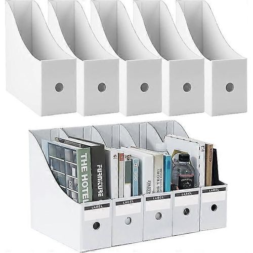 Porte-revues blanc, 10 pieces, porte-revues en papier kraft, porte-documents A4, classeur debout, organiseur de bureau en carton pour classeur, papeterie