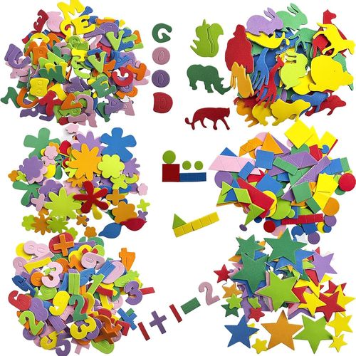 Bgiiik-Gommettes Enfants En Mousse,770 Pièces Autocollants 3d Pour Enfant Paillettes Mousse Autocollants Lettres En Pour Scrapbooking Loisirs (Fleur,Lettres,Animal,Numéro,Étoile,Forme Géométrique)