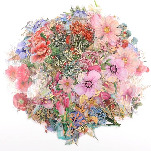 Scrapbooking Autocollants,240 Pcs Autocollants De Décoration En Pvc Avec Plantes Et Fleurs Naturelles, Marquage À Chaud Autocollants Pour Album Artisanat, Calendrier Planificateur
