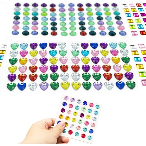 Bgiiik-324 Pcs Strass Cristal Gem Autocollants Scintillantes Pierres Précieuses Strass Autocollants Adhésifs Acrylique Strass Coloré Pierres Précieuses En Cristal Pour Filles