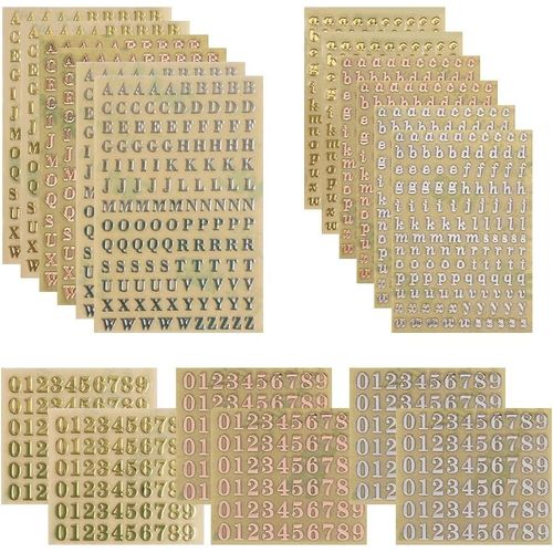 Bgiiik-18 Pièces Petit Autocollant Lettre Alphabet Doré Et Argent, Stickers Lettres Adhesive, Autocollant Chiffre Scrapbooking, Décalcomanies Lettres En Metal, Gommettes Lettres Autocollantes Relief