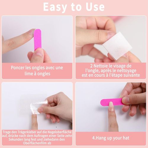 Mnuuz-24 Faux Ongles Court, Rose Clair Faux Ongles Autocollants, French Ongles A Coller, Ongle Autocollant Reutilisable Convient Pour Les Femmes Et Les Filles (Amande Rose Clair, Moyen) 