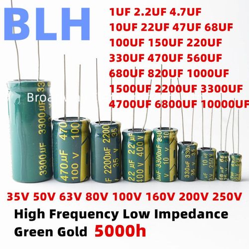 Condensateur haute fréquence en aluminium,basse ESR,35V 50V 63V 80V 100V 160V 200V 250V,1UF 2.2UF 4.7UF 10UF 22UF 47UF 68UF,2-50 pièces 100UF - Type 50V1000UF 13X25 5PCS