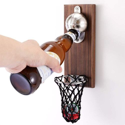 Lmetjma-Ouvre-Bouteille Magnétique De Basket-Ball,Mural,En Bois,Avec Capteur De Bouchon,Cadeau Idéal,Jt82