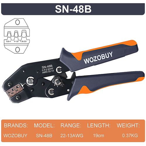 WOZO-Outils de sertissage de broche SN-48B 2.8mm,4.8mm,6.3mm,0.5mm,pince à sertir 22-13AWG 2.5-mm² pour voiture politiquement als ensembles fil électrique outils à main -SN-48B Pliers