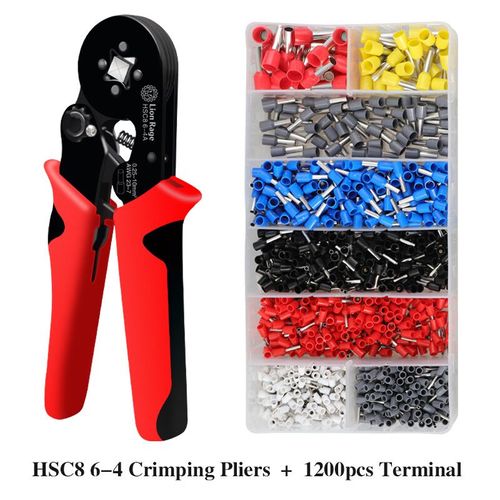 Pince à sertir HSC8 6-4A,fil de sertissage de borne tubulaire,mini outils de sertissage de virole,kit électrique domestique avec boîte -HSC8 6-4 1200pcs