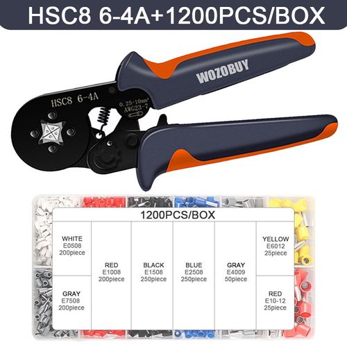 Outils de sertissage de bornes de tube,pince à sertir de virole,jeux de pinces d'électricien,embouts de fil,HSC8,6-4,0.25-10 mm²,23-7AWG,6-6,0.25-6 mm² -HSC8 6-4 1200PCS