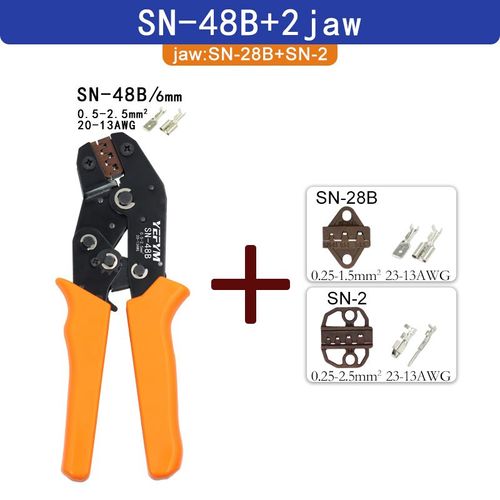 Pince à sertir SN-48B fil 0.5-2.5mm2 20-13AWG mâchoire de précision avec onglet boîte 2.8 4.8 6.3 bornes ensembles outils à main électriques -SN-48B 2jaw