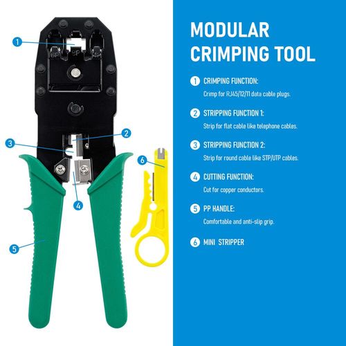 Kit d'outils de testeur de câble réseau,tournevis LAN Utp,dénudeur de fil,connecteur RJ45 RJ11,pince à sertir pour ordinateur -CRIMPER