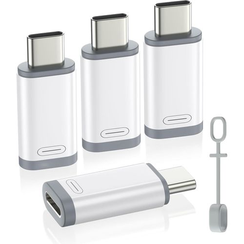 TRAHOO-Adaptateur Lightning vers USB C pour iPhone 17 Air 16 16e 15 Pro Max Plus, iPad Pro/Air, Galaxy S25/S24, Lot de 4 Adaptateur Lightning USB C pour Charge, Pas pour Audio/OTG, BlancGris