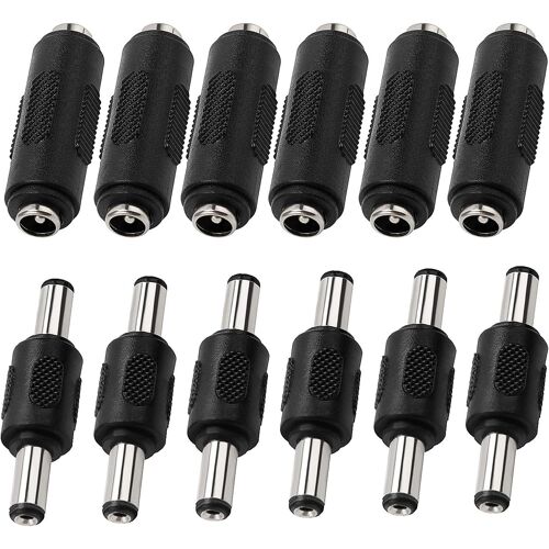 12 Pièces 5,5 x 2,1 mm DC Alimentation Coupleur,2.1x5.5 mm DC Adaptateur de Prise Mâle à Mâle,DC Adaptateur de Jack Femelle à Femelle,12V Connecteur de Prise CC pour Caméra CCTV LED